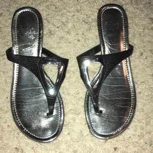 Silver and Black Impo Sandals
